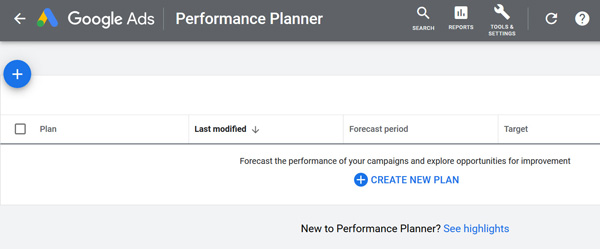 performance planner google ads