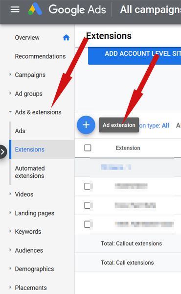 add ad extensions