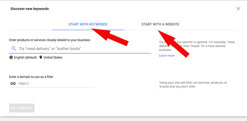 start with a keyword planner