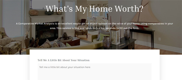 home valuation landing page